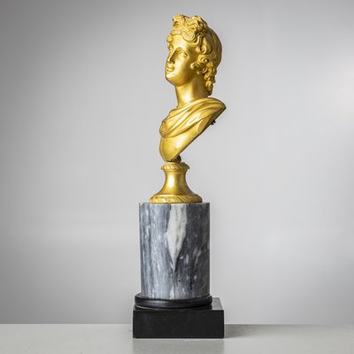 Grand Tour Bust of Apollo Belvedere, 19th Century, Bronze on Marble Base-VEI-2021312