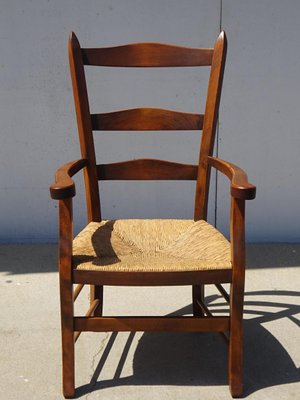 Grandfather's Armchair in Wood and Straw, 1980s-ABK-2032036