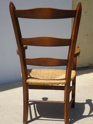 Grandfather's Armchair in Wood and Straw, 1980s-ABK-2032036