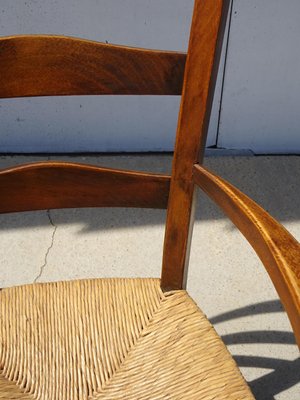 Grandfather's Armchair in Wood and Straw, 1980s-ABK-2032036