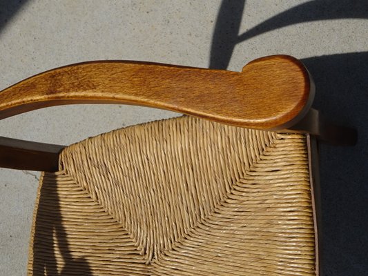 Grandfather's Armchair in Wood and Straw, 1980s-ABK-2032036