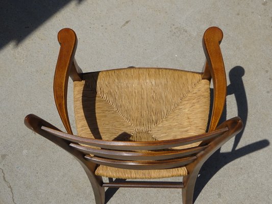 Grandfather's Armchair in Wood and Straw, 1980s-ABK-2032036