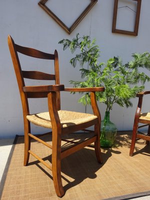 Grandfather's Armchair in Wood and Straw, 1980s-ABK-2032036