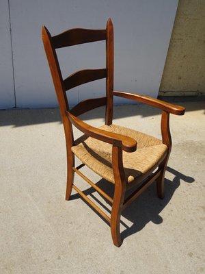 Grandfather's Armchair in Wood and Straw, 1980s-ABK-2032036