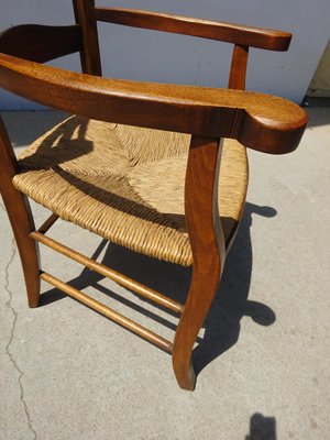 Grandfather's Armchair in Wood and Straw, 1980s-ABK-2032036