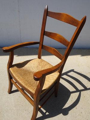 Grandfather's Armchair in Wood and Straw, 1980s-ABK-2032036