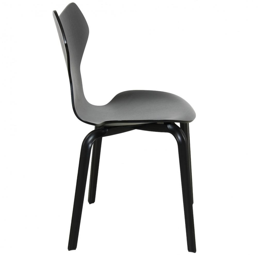 Grandprix Chair in Black Lacquered Ash with Wooden Legs by Arne Jacobsen