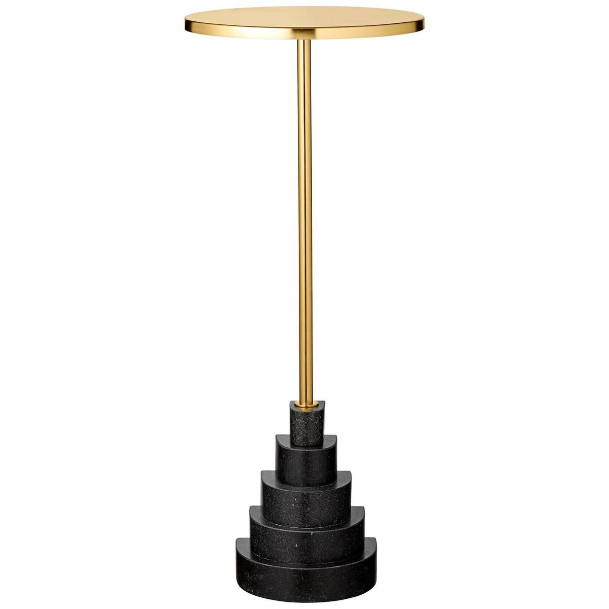 Granite and Steel Side Table with Gold Top