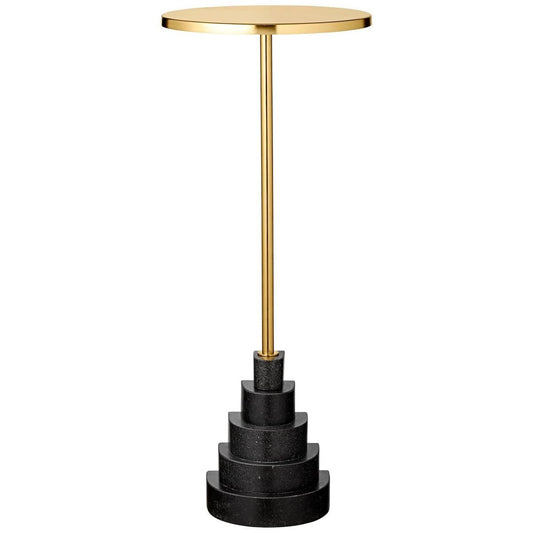 Granite and Steel Side Table with Gold Top