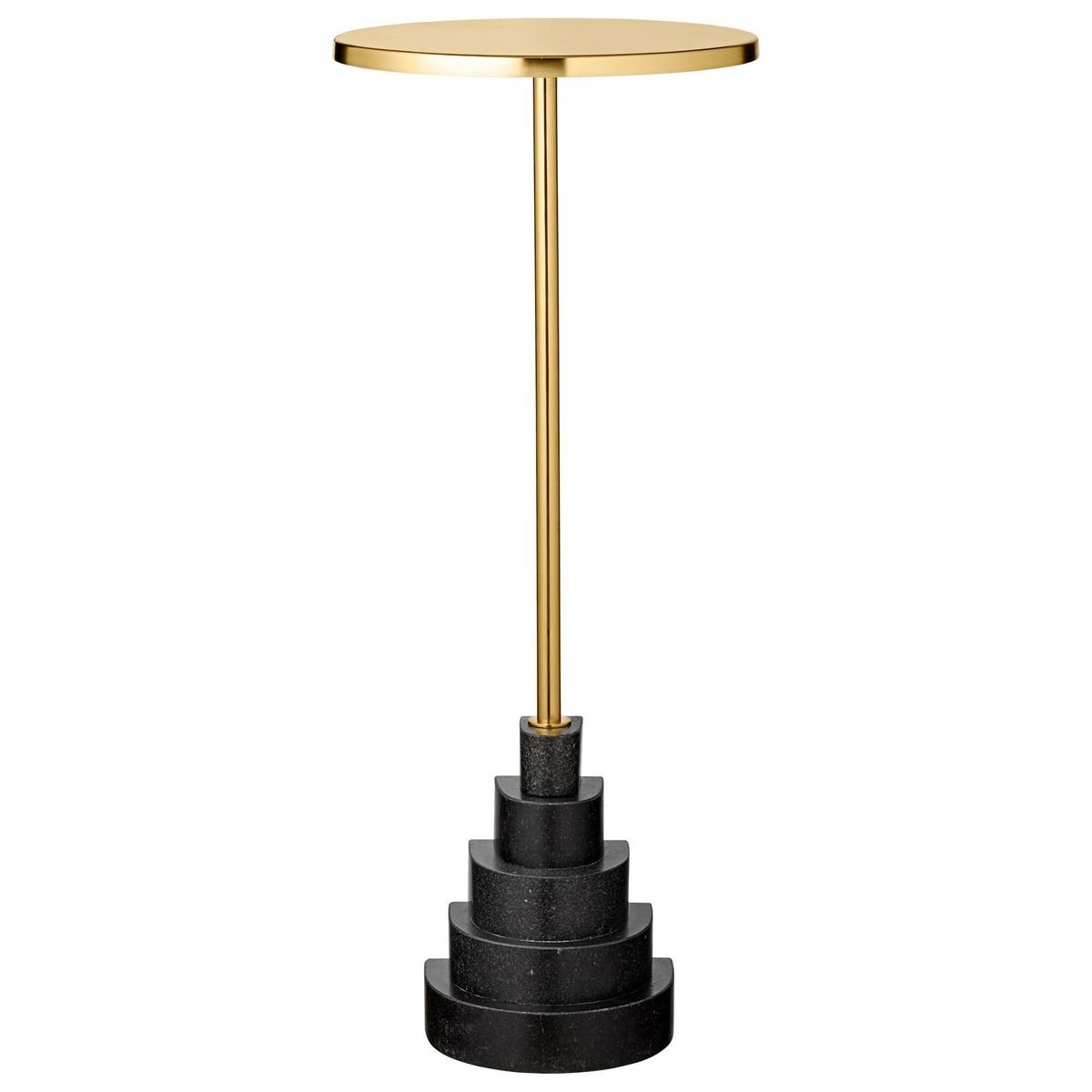 Granite and Steel Side Table with Gold Top