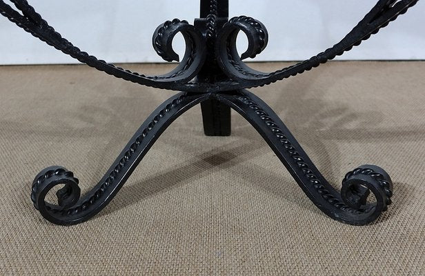 Granite & Wrought Iron Tripod Pedestal Table, 1970s-RVK-1313878