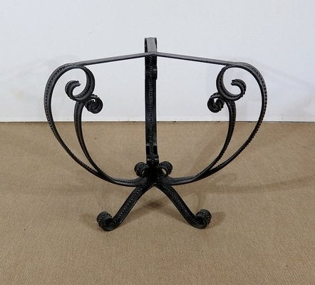 Granite & Wrought Iron Tripod Pedestal Table, 1970s-RVK-1313878