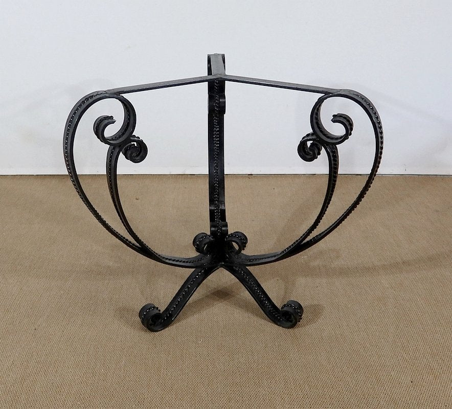 Granite & Wrought Iron Tripod Pedestal Table, 1970s