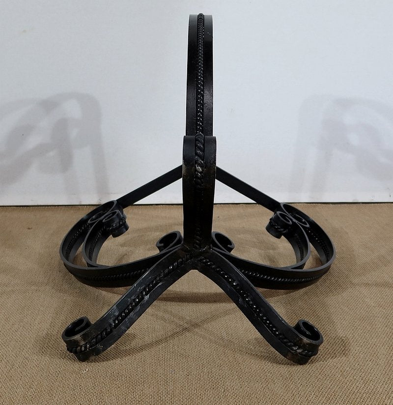 Granite & Wrought Iron Tripod Pedestal Table, 1970s