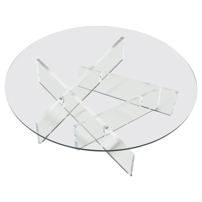 Graphic Glass & Acrylic Glass Coffee Table, Italy, 1970s-QT-1263327