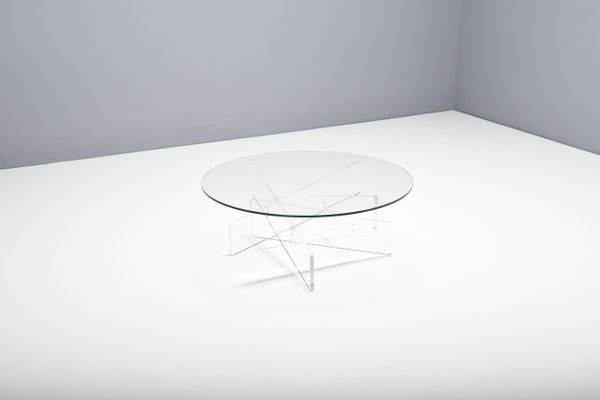 Graphic Glass & Acrylic Glass Coffee Table, Italy, 1970s-QT-1263327