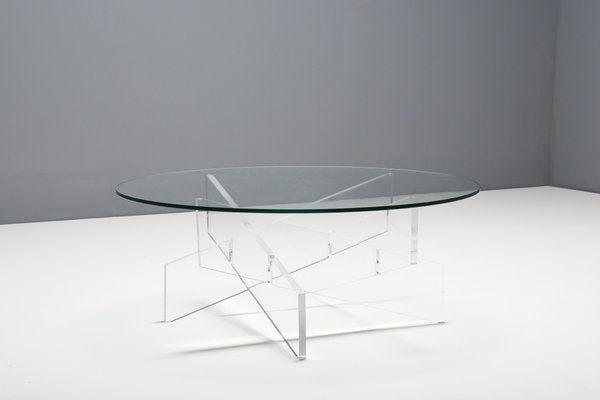 Graphic Glass & Acrylic Glass Coffee Table, Italy, 1970s-QT-1263327