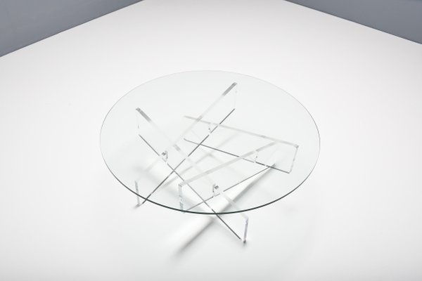 Graphic Glass & Acrylic Glass Coffee Table, Italy, 1970s-QT-1263327