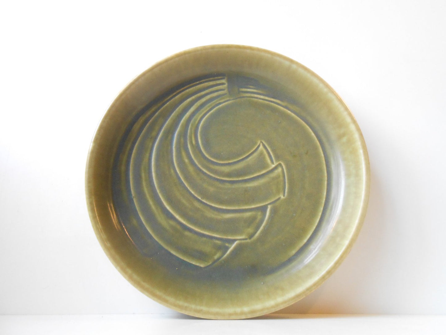 Graphic Green Danish Stoneware Bowl by Eva Staehr Nielsen for Saxbo, 1950s