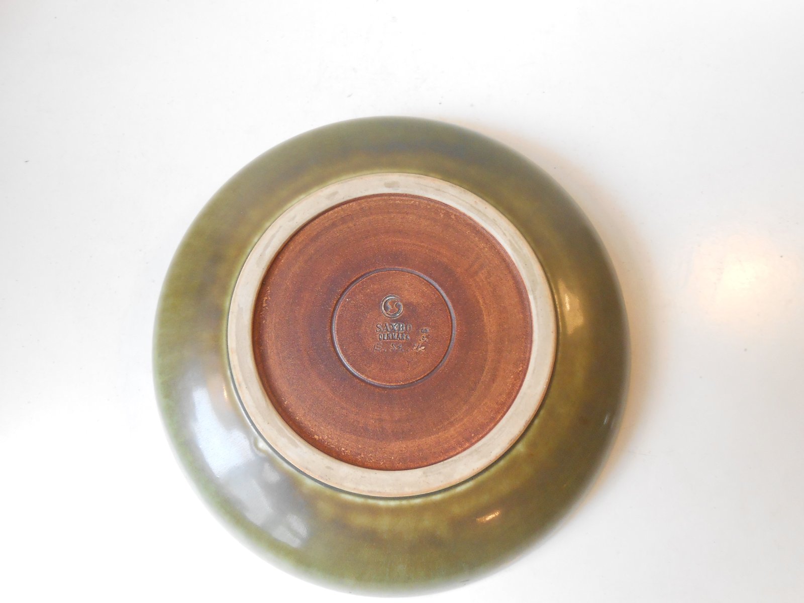 Graphic Green Danish Stoneware Bowl by Eva Staehr Nielsen for Saxbo, 1950s