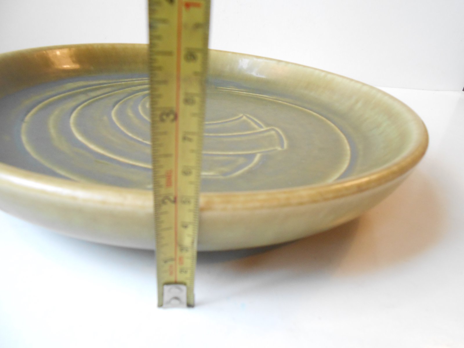 Graphic Green Danish Stoneware Bowl by Eva Staehr Nielsen for Saxbo, 1950s