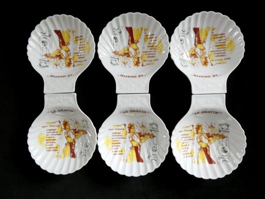 Gratin Serving Plates from Apilco, France, 1970s, Set of 6-ZPI-1702839