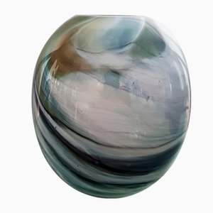 Gray and Blue Marbled Glass Vase, 1970s-QDP-838531