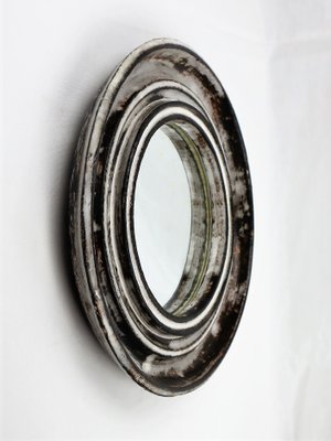 Gray and White Mirror in Vallauris Ceramic from Hofmann, 1950-YBU-1419631