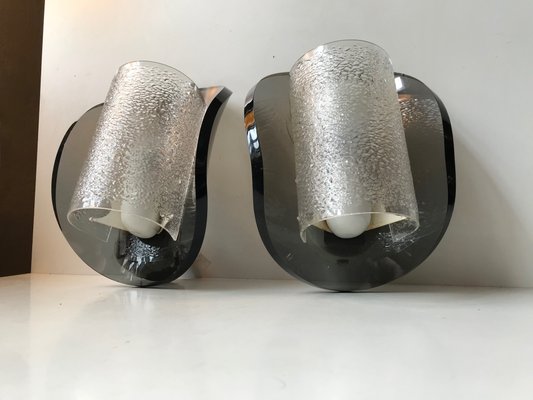 Gray Bend Acrylic Glass Sconces from Sönnico Oslo, 1970s, Set of 2-LCR-713638