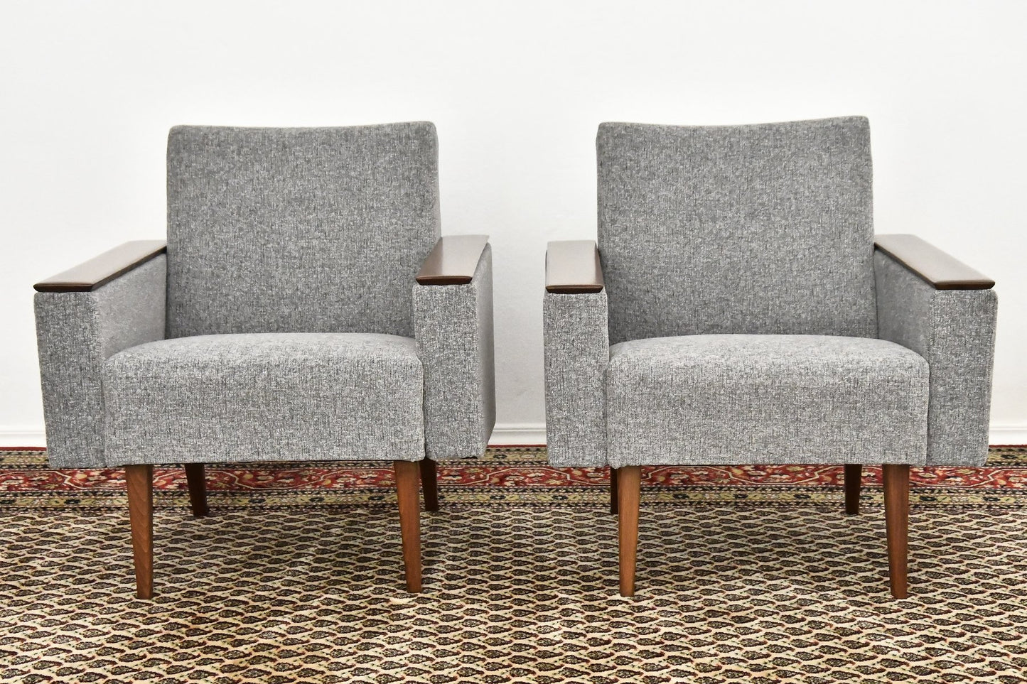 Gray Chenille Armchairs, 1960s, Set of 2