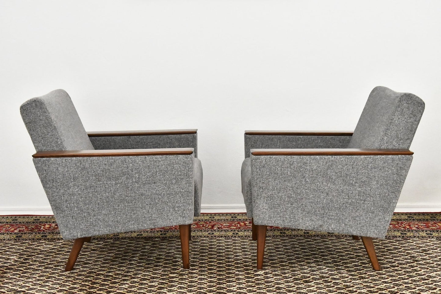 Gray Chenille Armchairs, 1960s, Set of 2