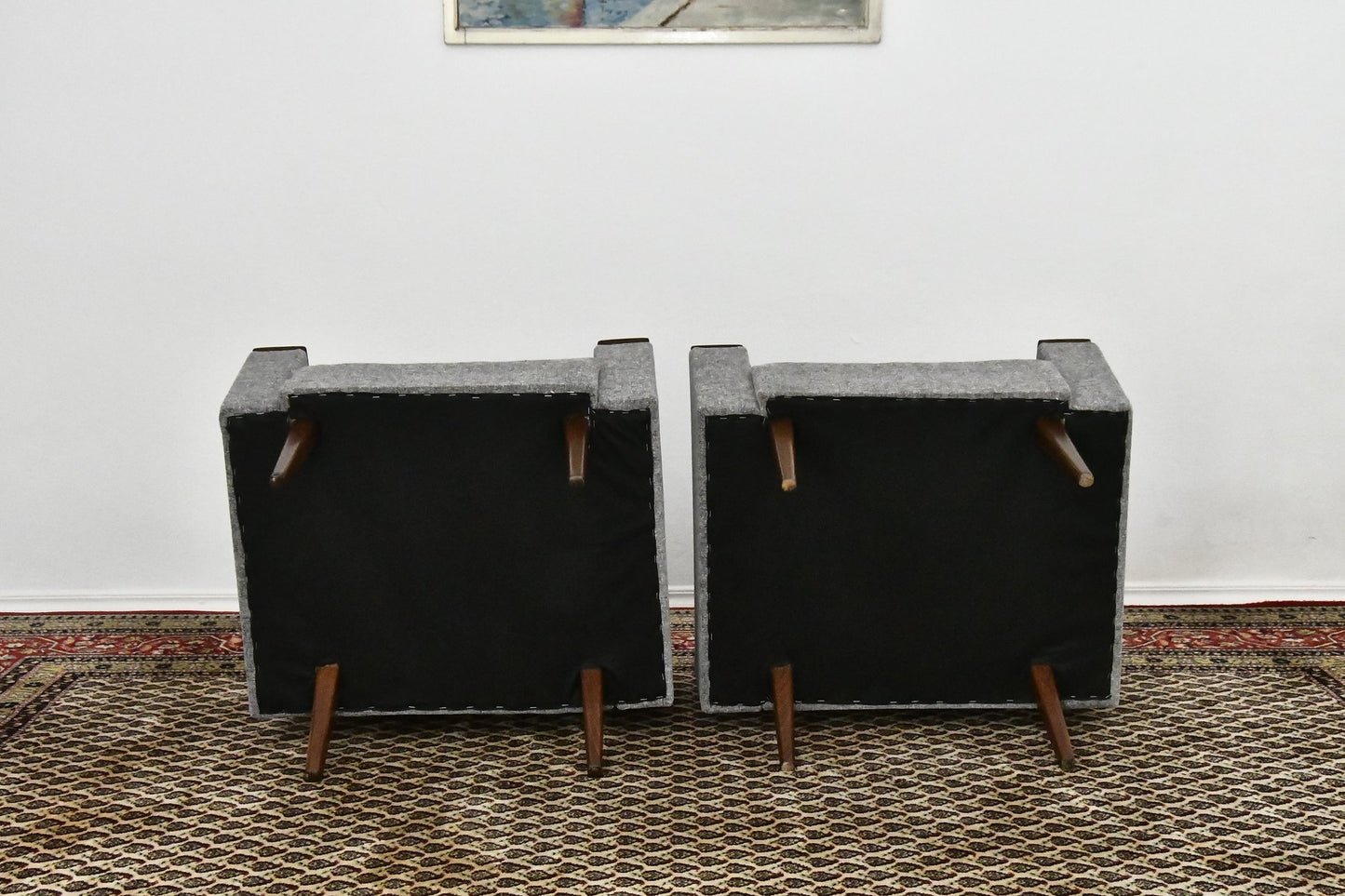 Gray Chenille Armchairs, 1960s, Set of 2