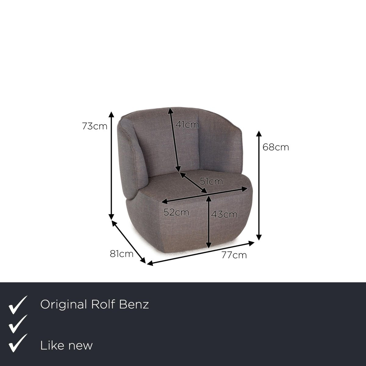 Gray Fabric 384 Armchair from Rolf Benz