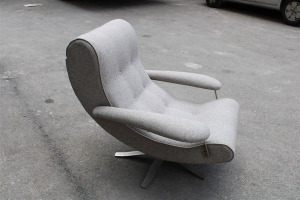 Gray Fabric Swivel Lounge Chair by Guido Bonzani for Tecnosalotto, 1970s-EH-675727