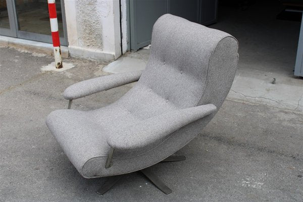 Gray Fabric Swivel Lounge Chair by Guido Bonzani for Tecnosalotto, 1970s-EH-675727