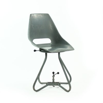 Gray Fiberglass & Metal Dining Chair by Miroslav Navratil for Vertex, 1960s-UL-847180