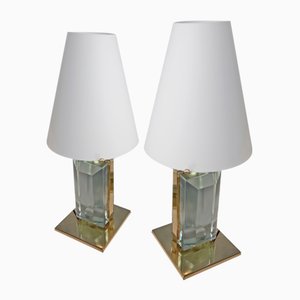 Gray Glass Bricks Opal Glass Lampshade, Set of 2-OHK-1361216