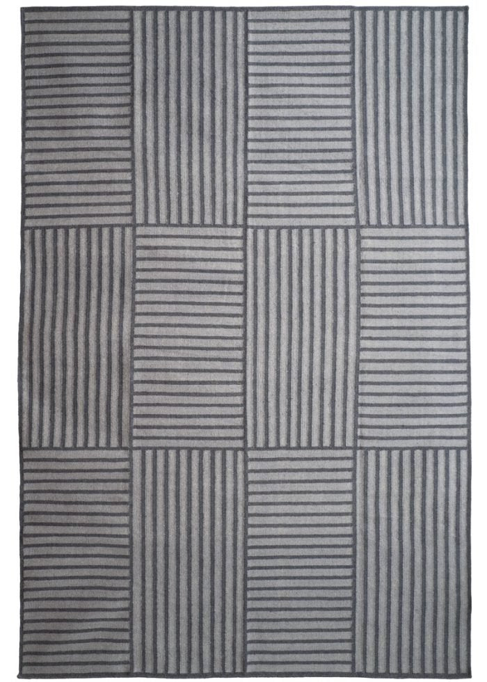 Gray Grid Kilim by Paolo Giordano for I-and-I Collection