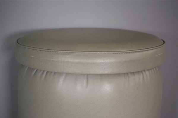 Gray Leatherette Ottomans, 1980s, Set of 3-KNM-840548