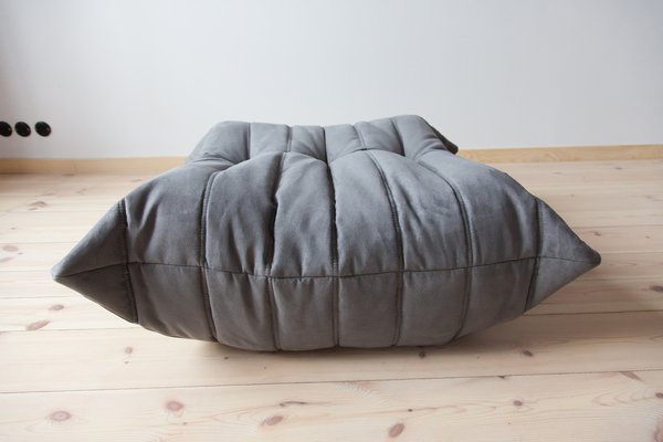 Gray Microfiber Togo Pouf by Michel Dacaroy for Line Roset, 1970s