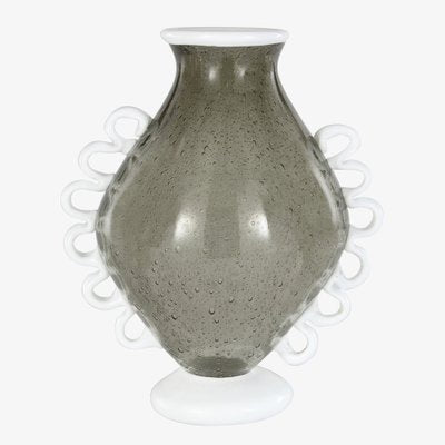 Gray Pulegoso & Lattimo Murano Glass Vase by Martinuzzi for Venini-MPO-1311052