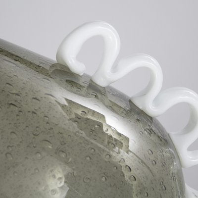 Gray Pulegoso & Lattimo Murano Glass Vase by Martinuzzi for Venini-MPO-1311052