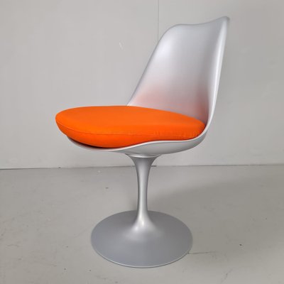 Gray Structure and Orange Cotton Pillow Tulip Chairs by Eero Saarinen for Knoll, Set of 4-PRS-1192096