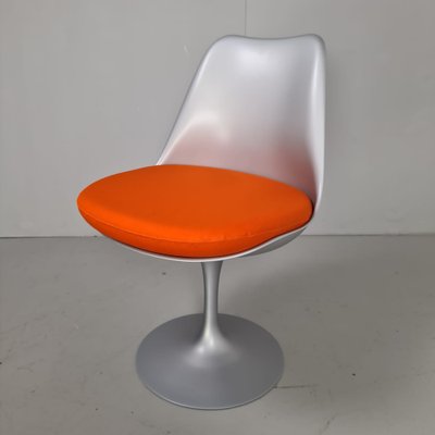 Gray Structure and Orange Cotton Pillow Tulip Chairs by Eero Saarinen for Knoll, Set of 4-PRS-1192096