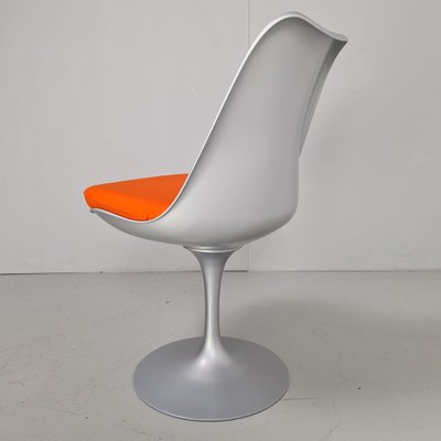 Gray Structure and Orange Cotton Pillow Tulip Chairs by Eero Saarinen for Knoll, Set of 4-PRS-1192096