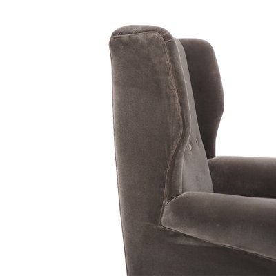 Gray Velvet Armchairs, 1950s, Set of 2-EZ-1776699