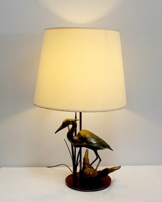 Great Brass Heron Table Lamp, 1970s-RVK-969962