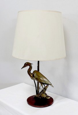 Great Brass Heron Table Lamp, 1970s-RVK-969962