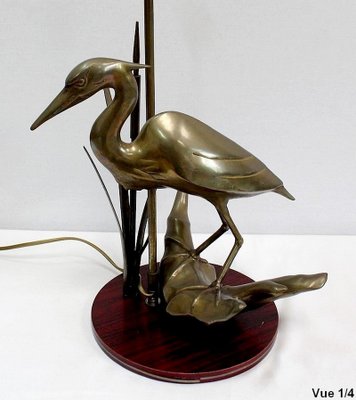 Great Brass Heron Table Lamp, 1970s-RVK-969962