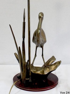 Great Brass Heron Table Lamp, 1970s-RVK-969962